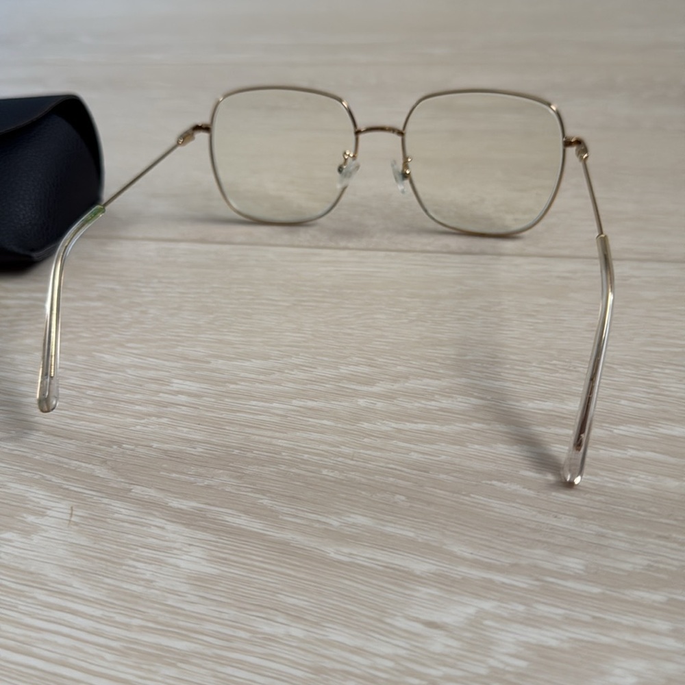Gold Metal Oversized Women’s Glasses with Black Case - Picture 2 of 10